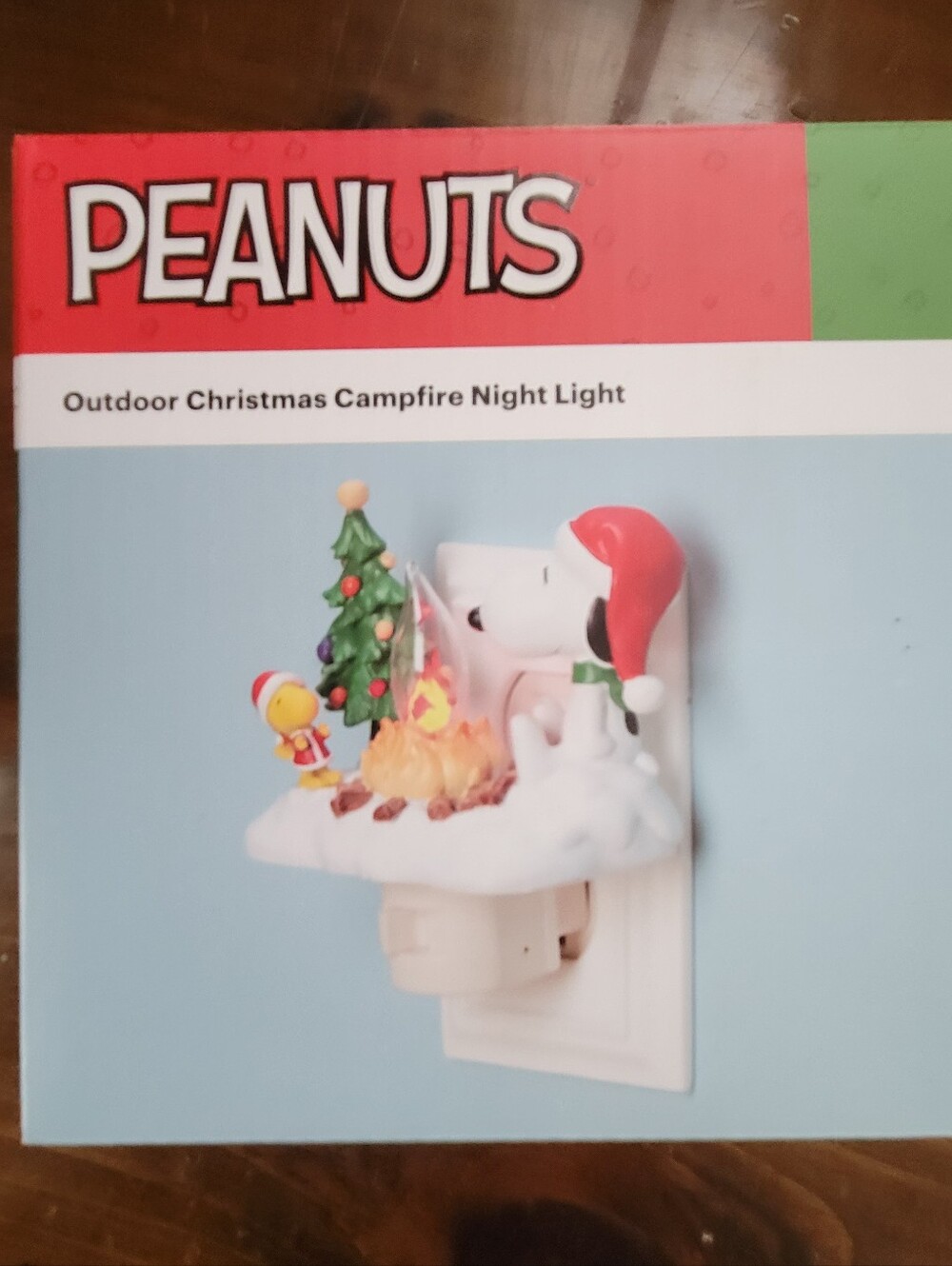 Peanuts Snoopy & Woodstock Christmas Tree Flickering Campfire Night Light NEW